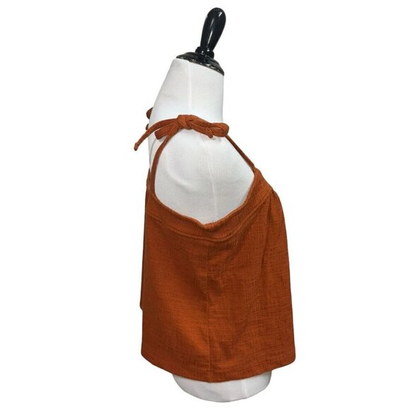 Madewell Women's M Medium Crosshatch Tie-Strap Crop Top Rust Color Jacquard - Picture 5 of 7